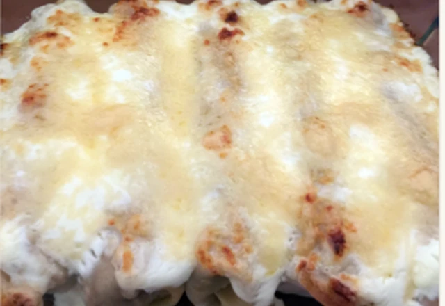 Traditional Ficelle Picarde baked with cheese